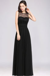 Chic Jewel Open-Back Bridesmaid Dresses with Bow Lace Ruffle Maid of Honor Dresses